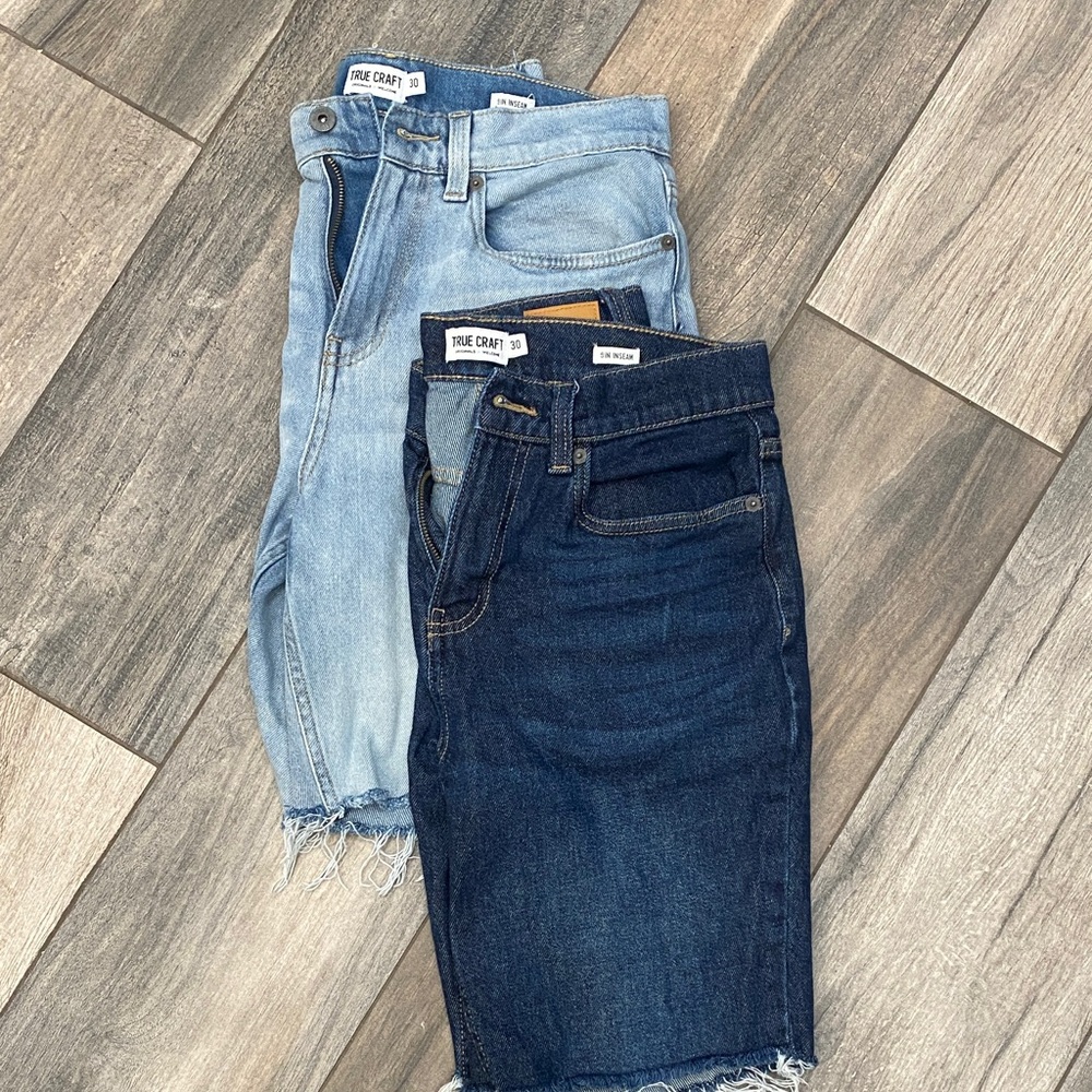 Blue and Light Blue Denim Shorts (2)